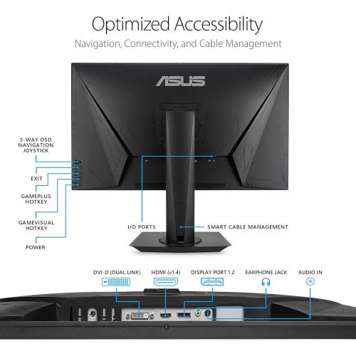 아수스 [무료배송]아수스 27인치 게이밍 모니터 ASUS VG278QR 27” Gaming Monitor, 1080P Full HD, 165Hz (Supports 144Hz), G-SYNC Compatible, 0.5ms, Extreme Low Motion Blur, Eye Care, DisplayPort HDMI DVI