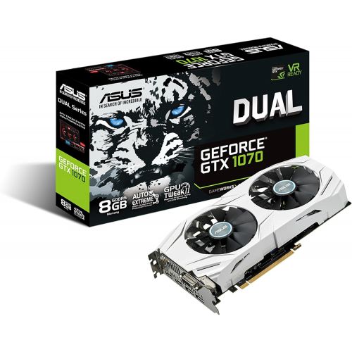 아수스 ASUS GeForce GTX 1070 8GB Dual-Fan Edition 4K/VR Ready Dual HDMI DP 1.4 Gaming Graphics Card (DUAL-GTX1070-8G)