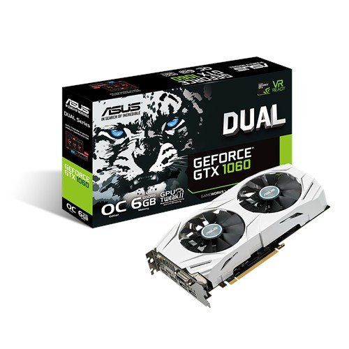 아수스 ASUS GeForce GTX 1060 6GB Dual-Fan OC Edition VR Ready Dual HDMI DP 1.4 Gaming Graphics Card (DUAL-GTX1060-O6G)