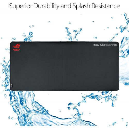 아수스 ASUS ROG Scabbard Extended Gaming Mouse Pad - Splash-Proof, Stain-Resistant Surface | Responsive Mouse Tracking | Durable Anti-Fray Stitching | Non-Slip Rubber Base