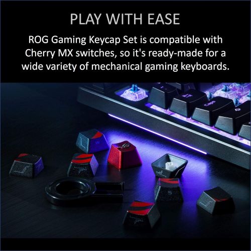 아수스 ASUS ROG Gaming Keycap Set - Textured Side-Lit Design for FPS & MOBA Gaming | Accurate Keypress with Strong Grip | Compatible with Cherry MX Switches | Includes Keycap-Puller Tool