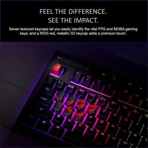 아수스 ASUS ROG Gaming Keycap Set - Textured Side-Lit Design for FPS & MOBA Gaming | Accurate Keypress with Strong Grip | Compatible with Cherry MX Switches | Includes Keycap-Puller Tool