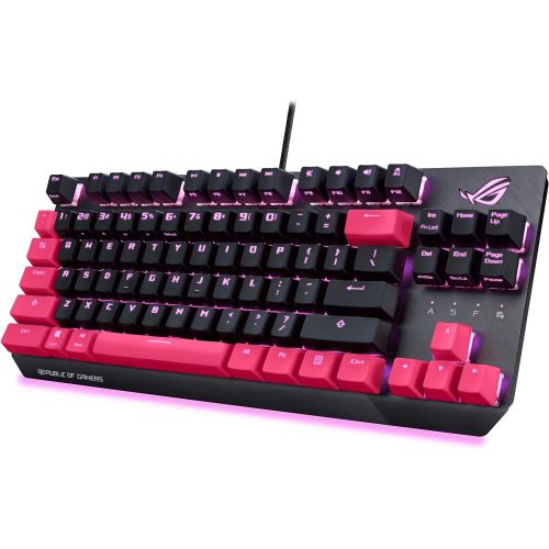 아수스 ASUS ROG Strix Scope TKL Electro Punk Mechanical Gaming Keyboard | Cherry MX Red Switches | 2X Wider Ctrl Key for Greater FPS Precision | Gaming Keyboard for PC | Aura Sync RGB Lig