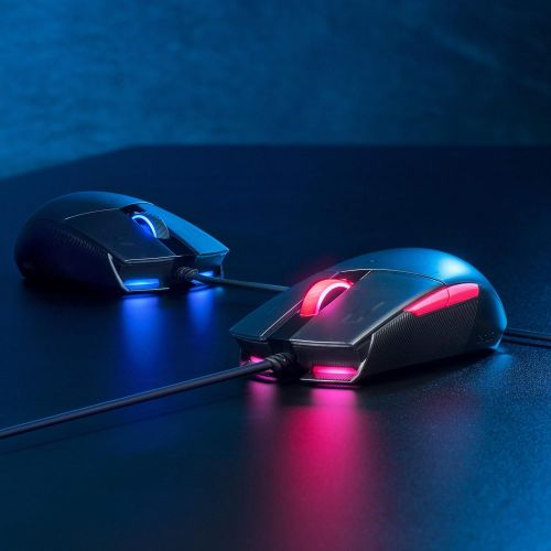 아수스 ASUS Optical Gaming Mouse - ROG Strix Impact II Electro Punk Edition | 6,200 DPI Sensor | Wired Gaming Mouse for PC | Ultimate Comfort | Aura Sync RGB, Armoury II