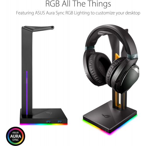 아수스 ASUS ROG Throne Qi Gaming Headset Stand - Wireless Charging | 2 USB Ports & Aux Input | Arc Design for Stable & Secure Storage | Built-in DAC & Amplifier for Immersive Audio | Aura