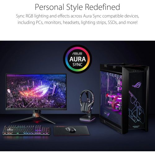 아수스 ASUS ROG Throne Qi Gaming Headset Stand - Wireless Charging | 2 USB Ports & Aux Input | Arc Design for Stable & Secure Storage | Built-in DAC & Amplifier for Immersive Audio | Aura