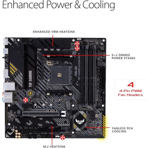 아수스 ASUS TUF Gaming B450M-PRO S AMD AM4 (3rd Gen Ryzen Micro ATX Gaming Motherboard (8+2 Power Stages, 2.5Gb LAN, BIOS Flashback, AI Noise-Canceling Mic, USB 3.2 Gen 2 Type-A and Type-
