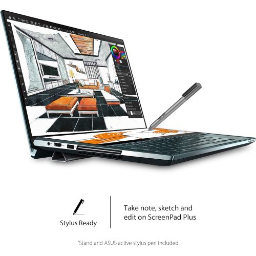 아수스 ASUS ZenBook Duo UX481 Laptop, 14” FHD NanoEdge Bezel Touch, Intel Core i7-10510U, GeForce MX250, 16GB RAM, 1TB PCIe SSD, Innovative ScreenPad Plus, Windows 10 Pro, Celestial Blue,