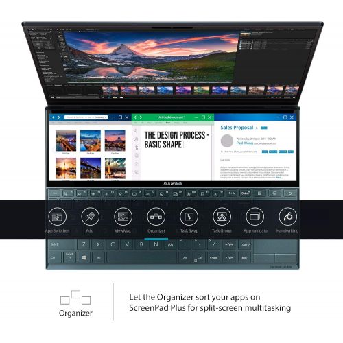 아수스 ASUS ZenBook Duo UX481 Laptop, 14” FHD NanoEdge Bezel Touch, Intel Core i7-10510U, GeForce MX250, 16GB RAM, 1TB PCIe SSD, Innovative ScreenPad Plus, Windows 10 Pro, Celestial Blue,