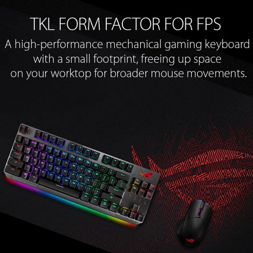 아수스 ASUS RGB Mechanical Gaming Keyboard - ROG Strix Scope TKL | Cherry MX Red Switches | 2X Wider Ctrl Key for FPS Precision | Gaming Keyboard for PC