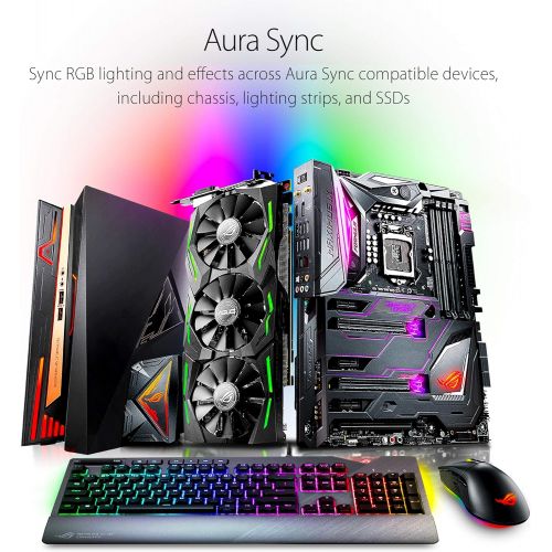 아수스 ASUS RGB Mechanical Gaming Keyboard - ROG Strix Flare (Cherry MX Blue Switches - cm SS) | Aura Sync & SDK | Gaming Keyboard for PC | Customizable Badge, USB Pass-Through | Media Co