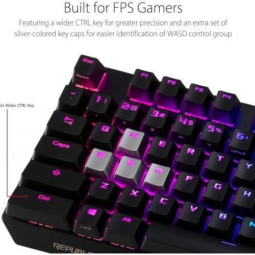 아수스 ASUS RGB Mechanical Gaming Keyboard - ROG Strix Scope | Cherry MX Silent Red Switches | 2X Wider Ctrl Key for FPS Precision | Gaming Keyboard for PC