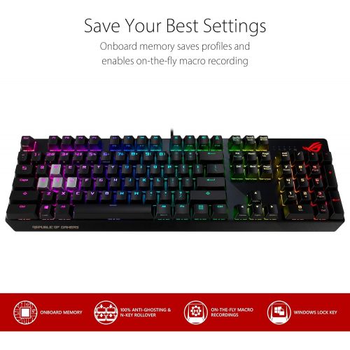 아수스 ASUS RGB Mechanical Gaming Keyboard - ROG Strix Scope | Cherry MX Silent Red Switches | 2X Wider Ctrl Key for FPS Precision | Gaming Keyboard for PC