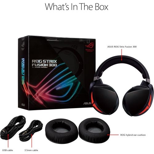 아수스 Asus ASUS ROG Strix Fusion 300 Virtual 7.1 LED Gaming Headset with Microphone for PCMobileConsole