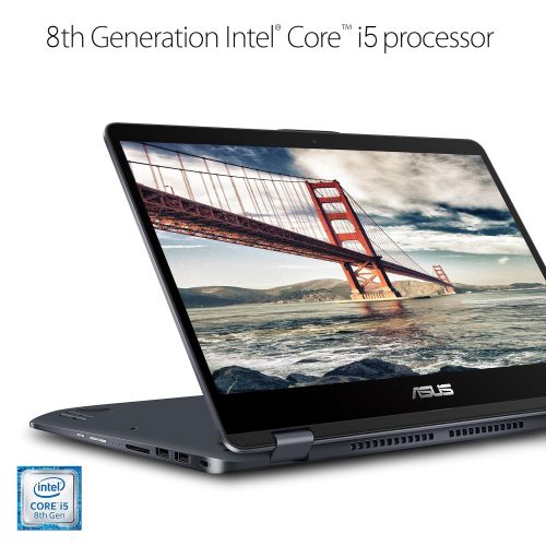 아수스 Asus ASUS VivoBook Flip 14 TP410UA-DS52T 14” Thin and Lightweight 2-in-1 Full HD Touchscreen Laptop, Intel Core i5-8250U processor up to 3.4GHz, 8GB DDR4 RAM, 1TB Hybrid HDD,Windows 10