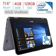 2018 Business Newest Asus VivoBook Flip 11.6 Touchscreen 2-in-1 Laptop/Tablet, Intel Celeron N3350, 4GB RAM, 128GB Solid State Drive, WiFi, FingerPrint Reader, Stylus Pen, Windows