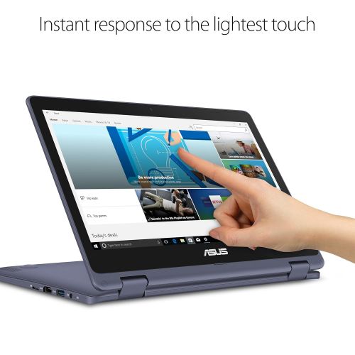 아수스 Asus ASUS VivoBook Flip Thin and Light 2-in-1 Laptop - 11.6 HD Touchscreen, Intel Dual-Core Celeron N3350 Processor, 4GB RAM, 64GB eMMC Storage, Windows 10 in S Mode, Office 365 - J202N