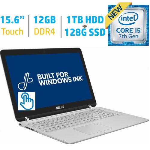 아수스 Asus 2-in-1 15.6-inch Touchscreen FHD 1080p IPS Laptop PC, Intel i5-7200u 2.50GHz, 12GB RAM, 1TB HDD+128GB SSD Hybrid, Bluetooth, HDMI Backlit Keyboard, Fingerprint Reader Windows