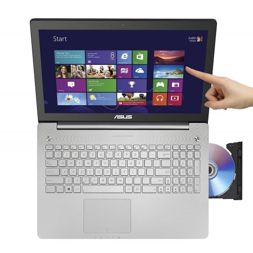 아수스 Asus N550JX-DS71T 15.6-Inch Full HD Touchscreen Laptop (Intel Core i7-4720HQ, 8GB DDR3L RAM, 1TB HDD, Windows 8.1), Silver