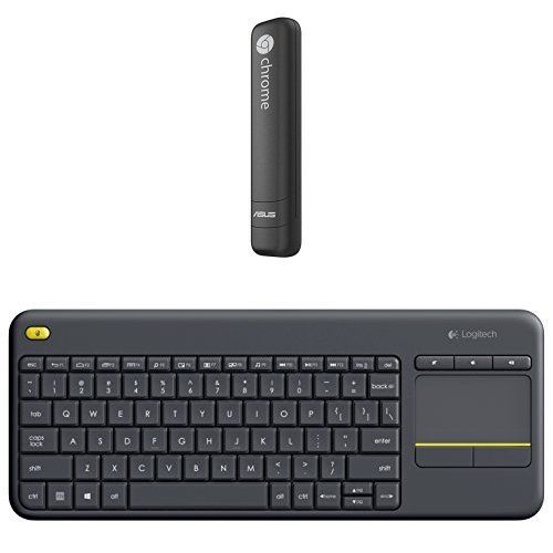 아수스 Asus ASUS CHROMEBIT CS10 Stick-Desktop PC & Logitech Wireless Touch Keyboard K400 Plus with Built-In Touchpad