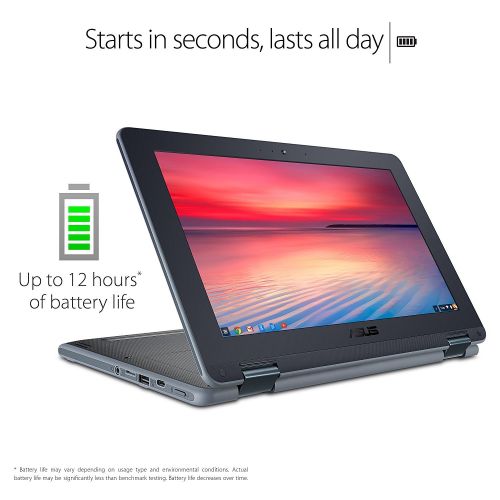아수스 Asus 2018 ASUS Chromebook Flip 11.6 HD Touchscreen 2 in 1 Tablet Laptop Computer, Intel Celeron N3350 up to 2.4GHz, 4GB DDR4, 32GB eMMC, 2x2 802.11ac WiFi, Bluetooth 4.1, Type-C, HDMI,