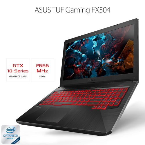 아수스 Asus ASUS TUF Gaming Laptop FX504 15.6 Full HD, 8th-Gen Intel Core i5-8300H (up to 3.9GHz) Processor, GeForce GTX 1050 Ti, 8GB DDR4 + 16GB Optane, 1TB HDD, Gigabit Wifi, Windows 10 Home