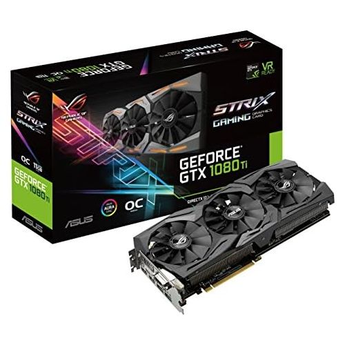 아수스 Asus ASUS ROG-STRIX-GTX1080TI-O11G-GAMING GeForce 11GB OC Edition VR Ready 5K HD Gaming HDMI DisplayPort DVI Overclocked PC GDDR5X Graphics Card