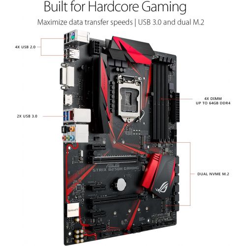 아수스 Asus ASUS ROG STRIX B250H GAMING LGA1151 DDR4 HDMI DVI M.2 ATX Motherboard with USB 3.1