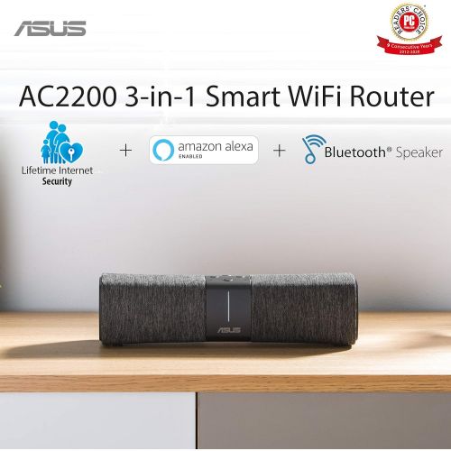 아수스 Asus ASUS Lyra Voice Wireless AC-2200 Tri Band Gigabit WiFi Smart Speaker Whole Home Mesh Router - Amazon Alexa Built-in