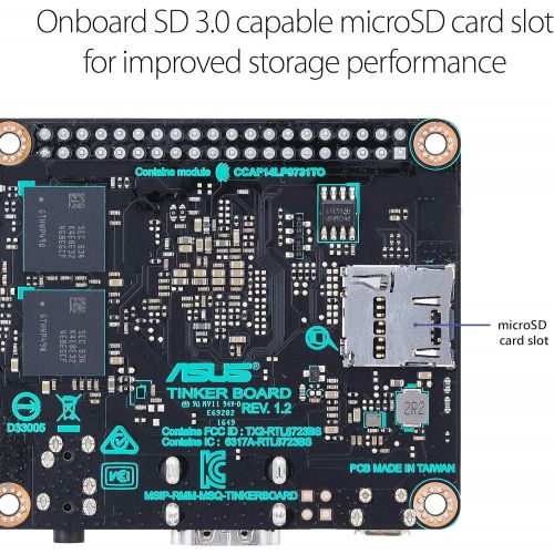 아수스 Asus ASUS Tinker Board S Quad-Core 1.8GHz SoC 2GB RAM 16GB eMMC storage GB LAN Wi-Fi & GPIO connectivity Motherboards