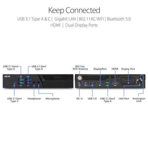 아수스 Asus ASUS PB60-B3094ZD PB60 Mini PC with Intel Core i3-8100T and Integrated Intel 4K UHD Graphics