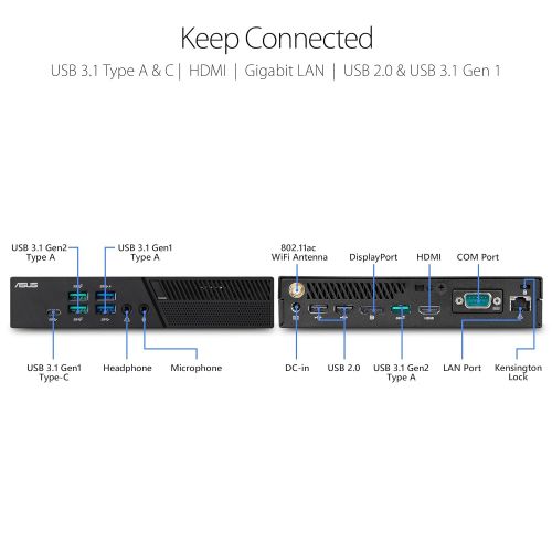 아수스 Asus ASUS PB60-B5042ZC Mini PC with Intel Core i5-8400T and Integrated 4K UHD Graphics