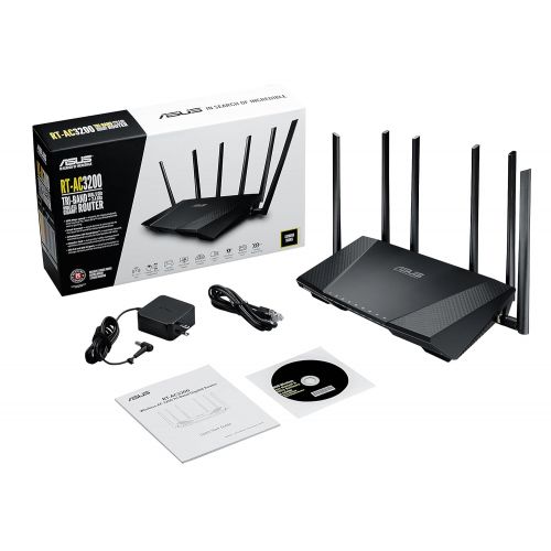 아수스 ASUS AC3200 Tri-Band Gigabit WiFi Router, AiProtection Lifetime Security by Trend Micro, Adaptive QoS, Parental Control (RT-AC3200)