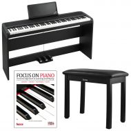 ASavings Korg B1SP 88 Weighted Key Digital Piano with Stand Three Pedal Board and Knox Bench