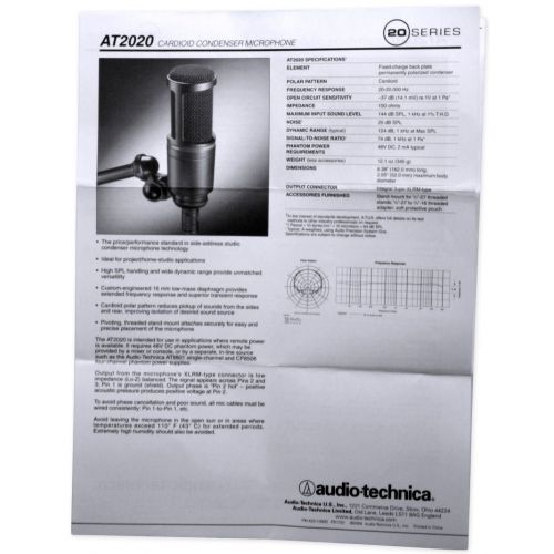 오디오테크니카 Audio-Technica Audio Technica AT2020 Studio Recording Microphone Condenser Mic+Isolation Shield