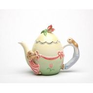 ATD 7.75 Inch Easter Egg Teapot with Bunnies and Ribbon Design