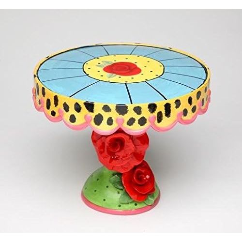  ATD 9 Inch Multicolored Cake Stand with Rose Flowers and Leopard Design