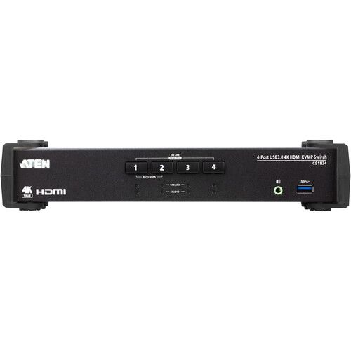 에이텐 ATEN 4-Port USB 3.0 4K HDMI KVMP Switch with Audio Mixer