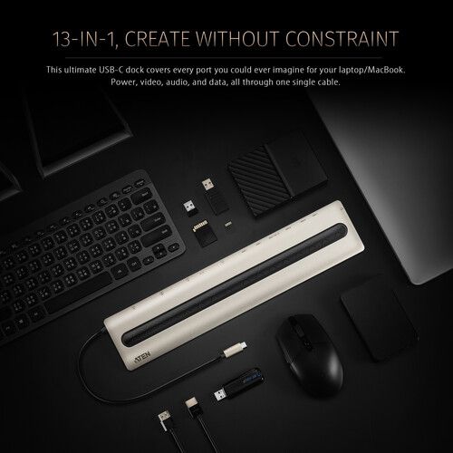 에이텐 ATEN USB Type-C Slim Multiport Dock with Power Delivery Support