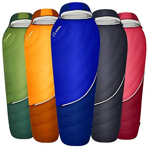  ATEPA 0 Degree Down Lightweight Sleeping Bag for Adult, Mummy Backpacking Ultralight Waterproof Compact All Cold Weather Sleeping Bag with Compression Sack for Women, Men, Hiking,