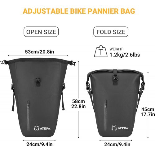  ATEPA Bike Bag Waterproof Bike Pannier-Bike Saddle Bag Rack Bag-Bicycle Cargo Shoulder Bag for Grocery Touring Cycling Accessories