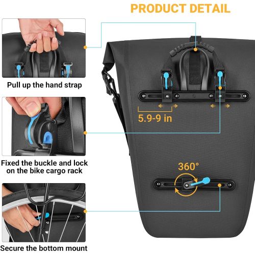  ATEPA Bike Bag Waterproof Bike Pannier-Bike Saddle Bag Rack Bag-Bicycle Cargo Shoulder Bag for Grocery Touring Cycling Accessories