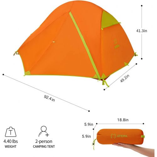  ATEPA Ultralight Camping Tent, 2 Person Lightweight Backpacking Camping Tent Outdoor Tent Waterproof Windproof Tent with Rainfly for Family Beach, Outdoor, Traveling, Hiking, Hunti