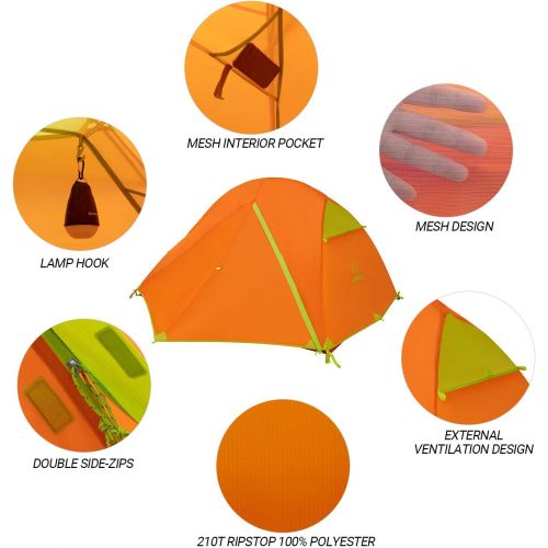  ATEPA Ultralight Camping Tent, 2 Person Lightweight Backpacking Camping Tent Outdoor Tent Waterproof Windproof Tent with Rainfly for Family Beach, Outdoor, Traveling, Hiking, Hunti