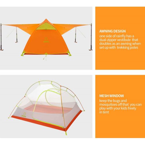  ATEPA Ultralight Camping Tent, 2 Person Lightweight Backpacking Camping Tent Outdoor Tent Waterproof Windproof Tent with Rainfly for Family Beach, Outdoor, Traveling, Hiking, Hunti