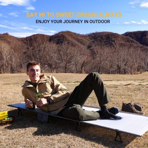  [아마존베스트]ATEPA Ultralight Folding Camping Cot for Adult, Portable Lightweight Sleeping Bed with Side Pocket for Backpacking,Travel, Office Nap,Hiking