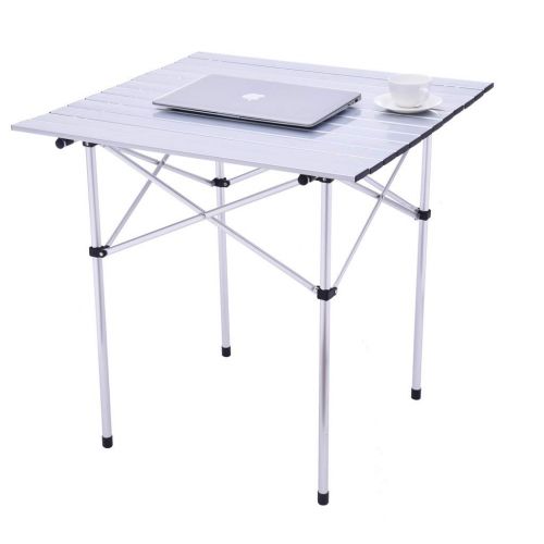  ATEPA YunZyun Portable Camping Table 4-Person Folding Camping Table Aluminum Picnic Camping Table Party Dining Desk (Silver)