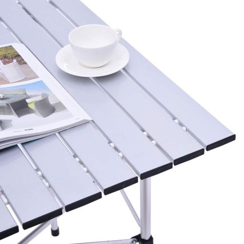  ATEPA YunZyun Portable Camping Table 4-Person Folding Camping Table Aluminum Picnic Camping Table Party Dining Desk (Silver)