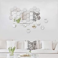 ATFUNSHOP Hexagon Mirror Wall Stickers 12 PCS 5inch - Removable Acrylic Mirror Wall Decor DIY Modern Decoration