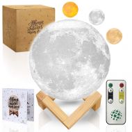 ATHENA FUTURES Moon Lamp Moon Light 3D Moon Lamp - Seamless - 3 Color Moon Night Light with Stand - Mood Lamp Book, Globe, Cool Lamp, USB Charging, with Wooden Stand, Box, Kids, Moonlight LED, 5.